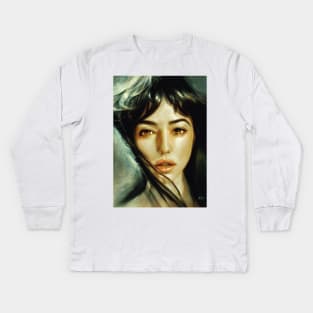 Monica Bellucci portrait Kids Long Sleeve T-Shirt